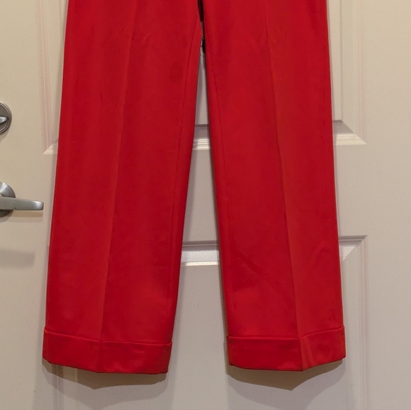 1970s Simpsons Sears L/XL Bright Red Crease Front Cuff Trousers - SEE SIZE NOTES - Picture 3 of 9